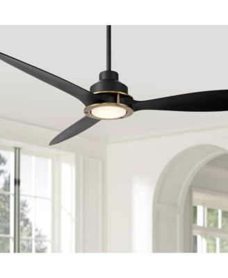 56" Veyron Modern Indoor Outdoor Ceiling Fan 3 Blade LED Light Remote Control Matte Black Finish Bedroom Damp Rated