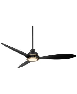 56" Veyron Modern Indoor Outdoor Ceiling Fan 3 Blade LED Light Remote Control Matte Black Finish Bedroom Damp Rated