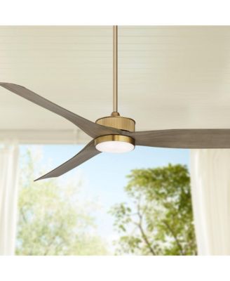 60" Montage Soft Brass LED Damp Rated Fan with 24" Rod