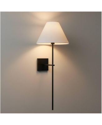 Possini Euro Ayla 32" High Black and White Linen Wall Sconce