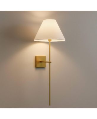 Possini Euro Ayla 32" High Brass and White Linen Wall Sconce