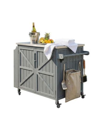 Outdoor Kitchen Island Side Shelf, Storage, SS Top, Wheels