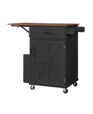 Farmhouse Kitchen Island Drop Leaf, Storage