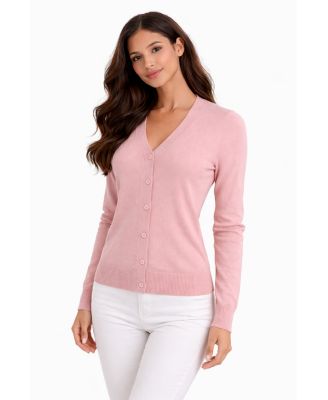 Women's Merino Wool Light Weight Cardigan Ultra Soft Fine Gauge V Neck Sweaters