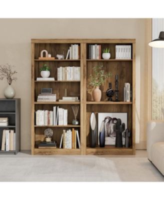 71" Tall Wooden Bookcase with 5 Tiers, Open Storage, Modern Floor Standing Shelves for Bedroom or Office