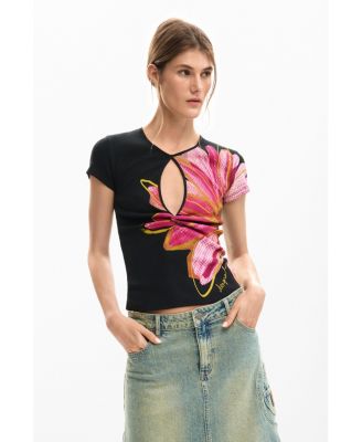 Women's T-Shirt Opening Flower