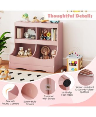 Toy Storage Organizer 4- Cubby Kids Bookcase for Toys and Books, 26.5" x 16" x 24.5"