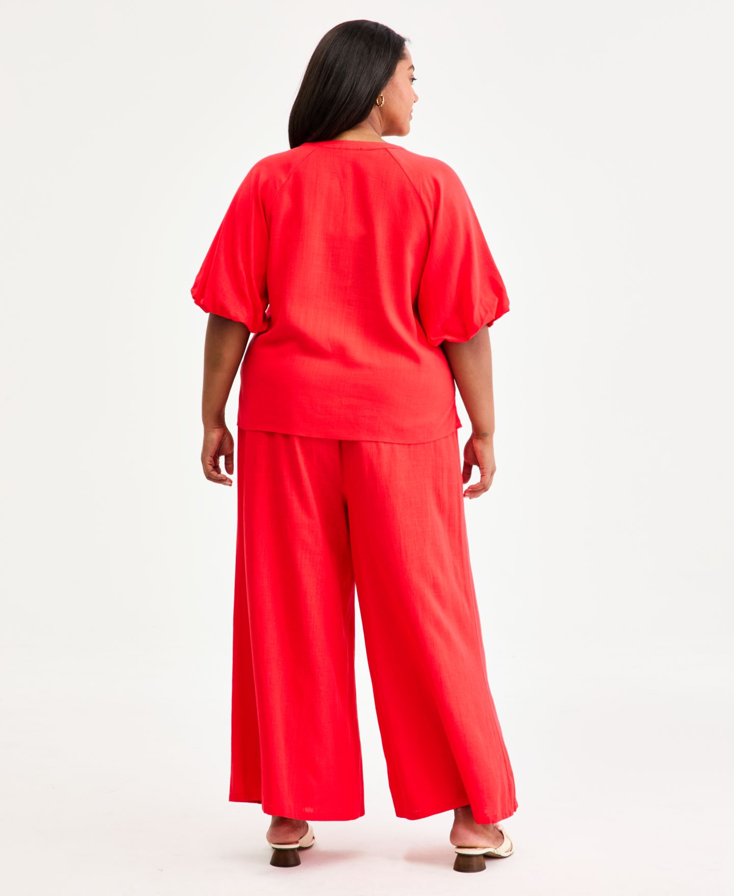 Женские брюки Vince Camuto Plus Size Cropped Wide-Leg, цвет: Красный — фото 5