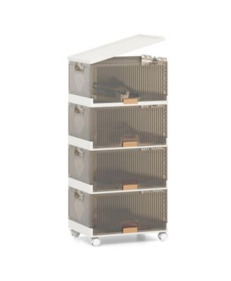 4-Cube Stackable Storage Bins with Detachable Wheels