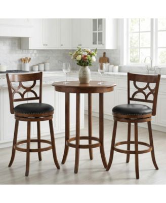 31'' Bar Height Stools Set of 4 w/Rubber Wood Frame Upholstered Seat and Footrest