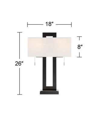 Neil 26" Rectangular Rustic Modern Table Lamps with USB Port And Pull Chain, Set of 2