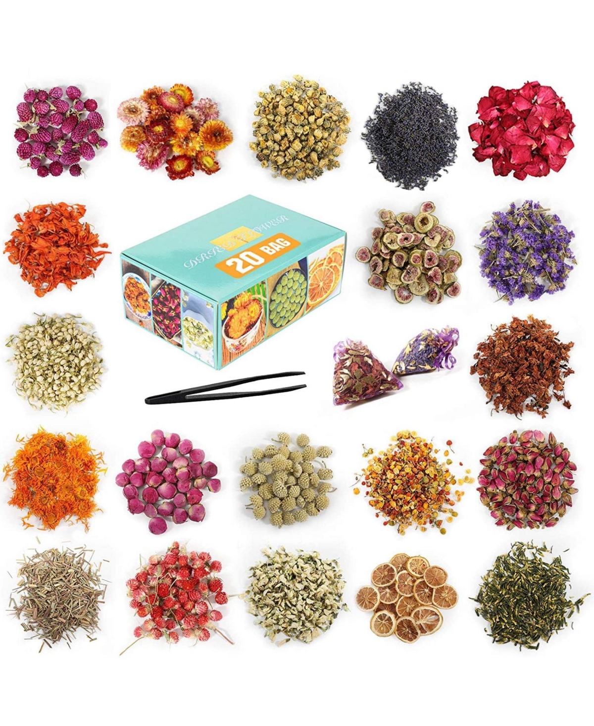 Gnuadz 20 bags Dried Flowers Herbs Kit Soap Candle Bath