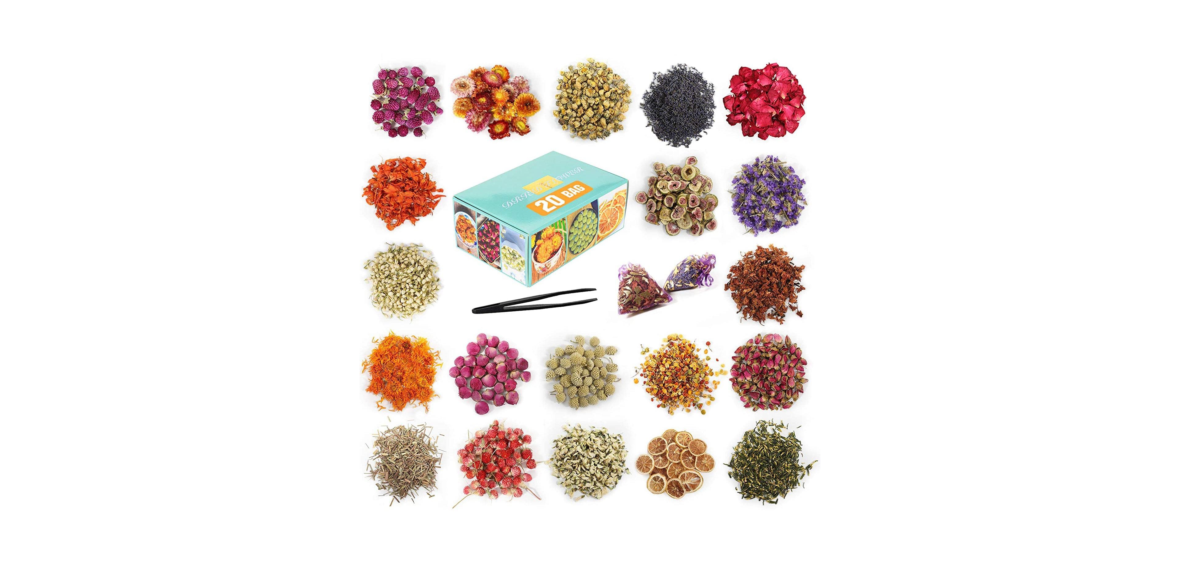 Gnuadz 20 bags Dried Flowers Herbs Kit Soap Candle Bath