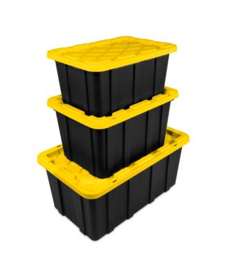 17 Gallon Industrial Stackable Storage Tote Lidded Containers, 6 Pack