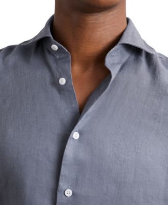 Men's Linen Cutaway Collar Regular Fit Shirt