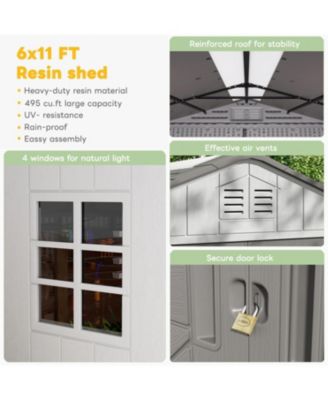 Durable Resin Outdoor Storage Shed With Floor And Double Doors