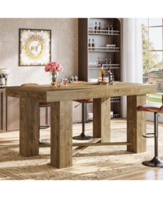55" Farmhouse Bar Table, Rectangular Counter Height Table, Modern Wooden Home Bar Furniture