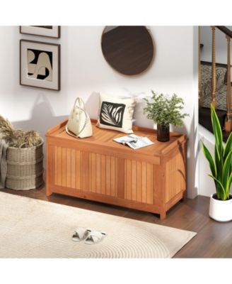 58-Gallon 3-in-1 Patio Solid Wood Deck Box with Flip-Top Lid