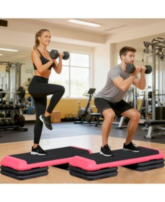 43'' Exercise Aerobic Step Platform, Adjustable Fitness Stepper with 4 Stackable Risers, Aerobics Stepper Workout Stepper