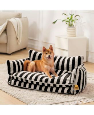 Striped Faux Lambswool Double Layer Pet Sofa Bed