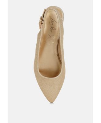 Womens Giora Glitter Slingback Flat Sandals