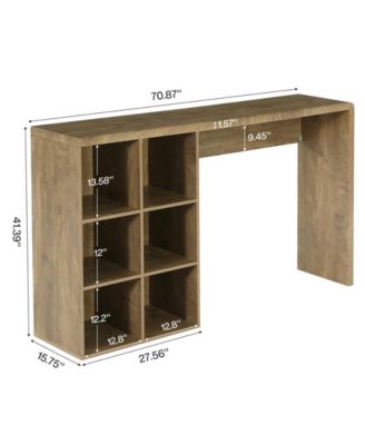 70.9-Inch Bar Table with 6 Cubbies Storage, Narrow Long Counter Height Pub Table, Rectangular Farmhouse High Top Home Bar Unit