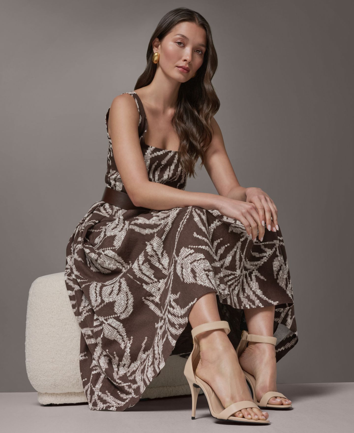 Женское платье Donna Karan New York Printed Square Neck Midi, цвет: Разноцветный — фото 11