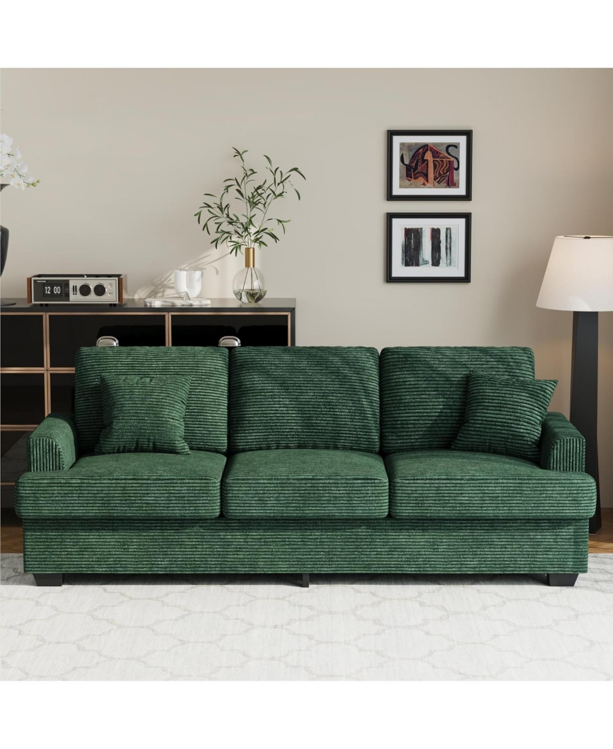 gaomon Modern Sofa with 2 Throw Pillows, Deep Seat Couch Upholstered Cushion & Removable Cover