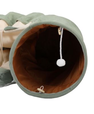  Cat Tunnel Bed with Cushioned Nest and Teasing Balls Zipper Connect Feline Supplies