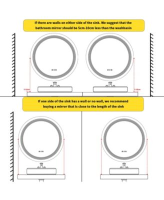56"x28" Large Lighted Wall Mounted Mirror 3 color Dimmable Makeup Mirror