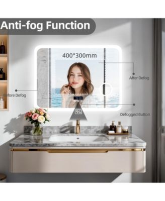 32"x24" LED Bathroom Mirror, Anti-Fog, Bluetooth, 3 Color Temp, Memory, Magnifier