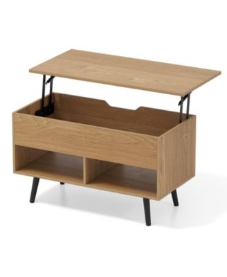 Coffee Table Lift Top Hidden Storage 2 Open Shelves
