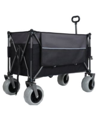 300L XL Folding Storage Wagon Utility Cart with All Terrain Wheels, Brakes and Cup Holders