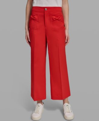Women's Mid-Rise Straight Bow Pocket Pants