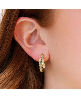 CZ Snake Hoop Earrings 14K Gold-Plated Sterling Silver