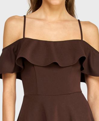 Juniors' Ruffled Off-The-Shoulder Dress
