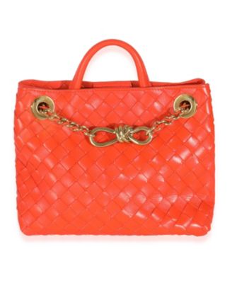Orange Nappa Intrecciato Small Andiamo With Chain