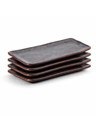 8.6" Stoneware Rectangular Platters, Set of 4