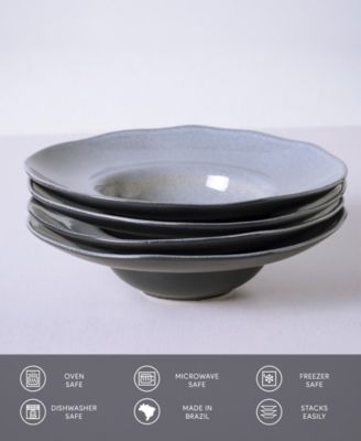 11.02" Stoneware Deep Rim Plates, Set of 4