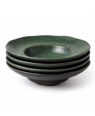 11.02" Stoneware Deep Rim Plates, Set of 4