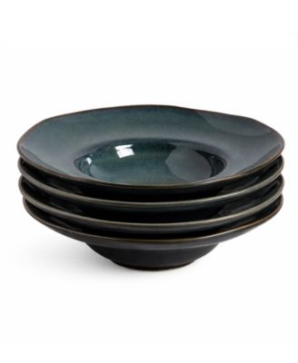 11.02" Stoneware Deep Rim Plates, Set of 4