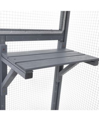 Outdoor Wooden Cat Enclosure with 3-Tier Catio, Lockable Door, Sun Roof, Spacious Play Area