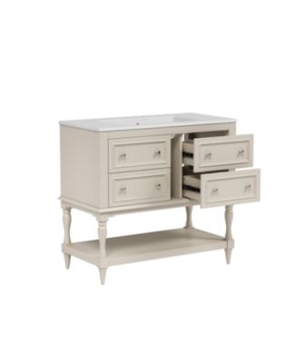 36" Bathroom Vanity with Undermount Ceramic Sink, 4-Drawer Free Standing Cabinet, Solid Wood Frame,Finish