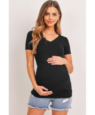 Maternity Fitted V-Neck Side Ruched Top