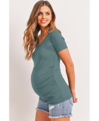 Maternity Fitted V-Neck Side Ruched Top