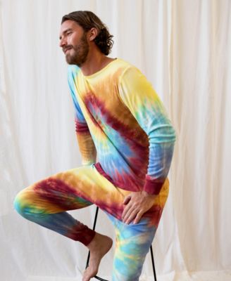 Men's Matching Family Two Piece Cotton Long Sleeve Tie Dye Pajamas