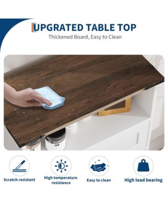 Farmhouse Bathroom Cabinets Set of 2 - Wooden Furniture with Doors and Drawers - Freestanding Storage Unit for Bathroom, Kitchen, Living Room