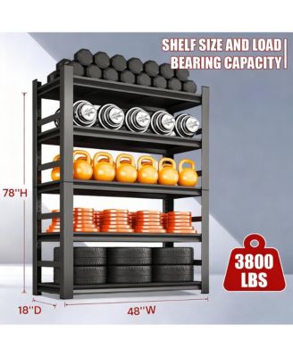 Heavy Duty 88"x48" 5-Tier Metal Garage Shelving, 3800lb Capacity, Tool-Free Assembly