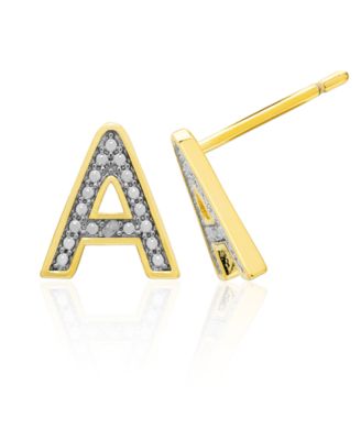 Diamond Accent (0.01  ct. t. w.) Initials Stud Earrings