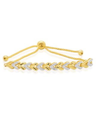 Diamond Accent (0.005  ct. t. w.) Chevron Link Adjustable Bolo Bracelet